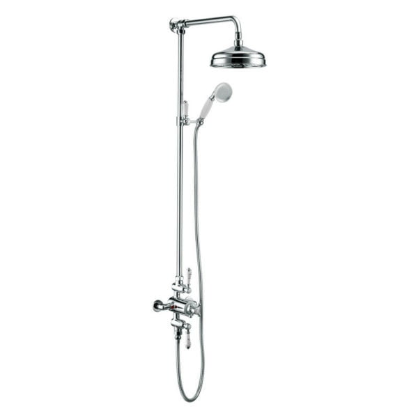 Traditional Exposed Twin Outlet Shower w/Shower Head & Riser Kit