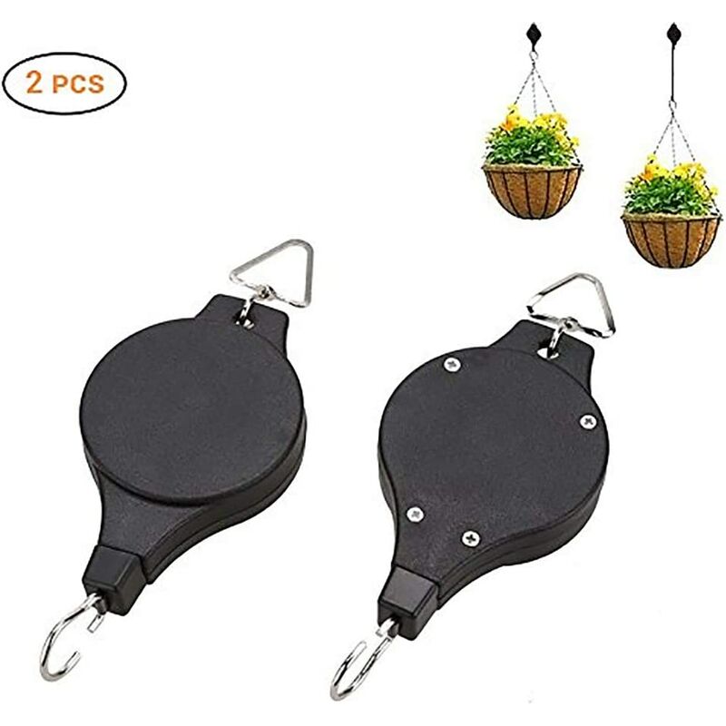 Traffic Light Lift 2 Rope Pulley Set Traffic Light Lift Plant Lift Retractable, Flower Basket Hook, Adjustable Hanging Hook Telescopic Hooks Plant