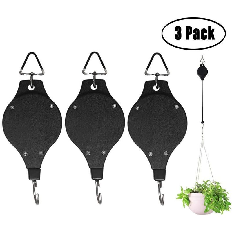 Traffic Light Lift Flower Basket Plant Roll Hooks Retractable Heavy Duty Easy Reach Telescopic Plant Roll Hanging Flower Basket Hook Hanger for