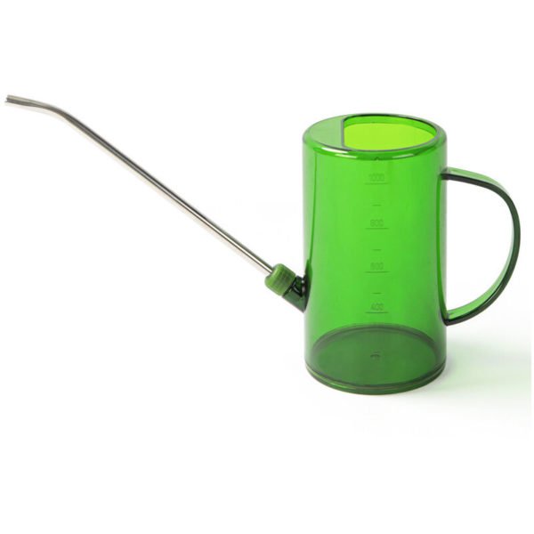 Transparent stainless steel long spout watering can, watering can, home use gardening watering can for watering flowers and fertilizers. green