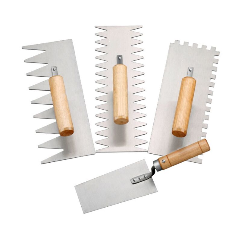 Trowel trowel mason tool stainless steel plaster mason tile tool scraper serrated decoration tile (set of four pieces