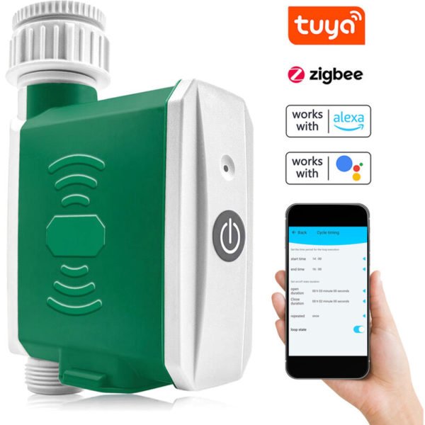 Tuya ZigBee Watering Timer Drip Irrigation Controller Automatic Garden Watering System app Control Compatible with Amazon Alexa and Google Assistant