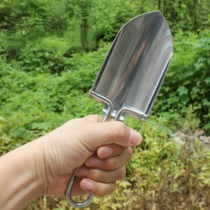 Two Stainless Steel Portable Folding Shovel Survival Spade Shovel Garden Camping Outdoor Emergency Tools (Silver)