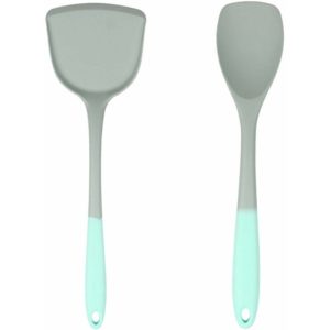 Two-color silicone non-stick cookware set of 2 kitchen spoons spatula colander frying spatula Chinese shovel + salad shovel