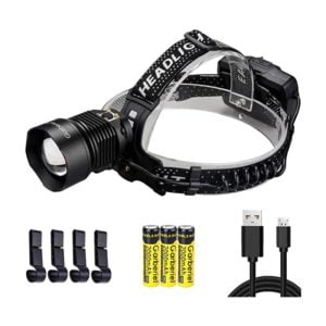 Ultra Bright XHP90 led Headlamp 12000 Lumens, usb Rechargeable High Lumen Powerful Zoomable Headlamp 3 Waterproof Modes with and 4 Helmet Hooks for