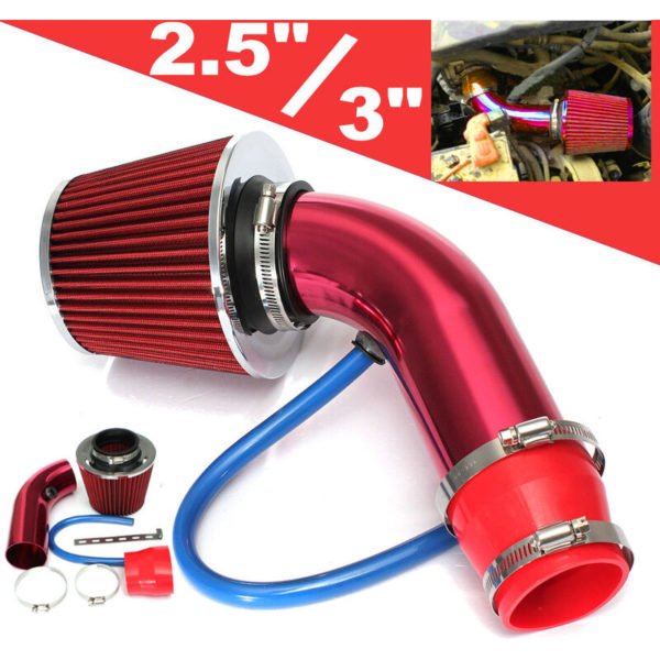 Universal Car Air Intake Cold Air Intake Pipe Filter System Hose Kit (Red) (Redhot)