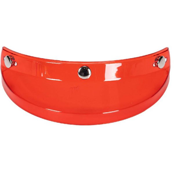 Universal Motorcycle 3 Snap-Button Visor Flip Up Down Open Face Helmet Wind Shield,Red - Red