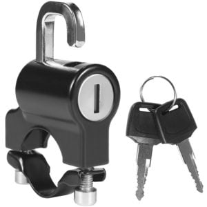 Universal Motorcycle Helmet Lock Anti-Theft Helmet Security Lock Metal 22mm-26mm Black with 2 Keys Set,model:Black