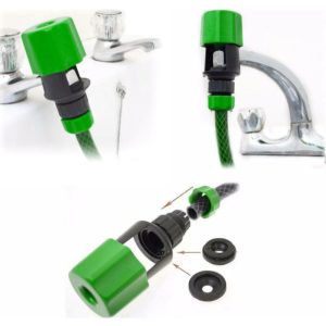 Universal kitchen tap adapter for watering tap (2 rooms - green)