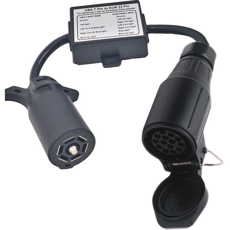 Usa To European Trailer Light Converter 7 Way Flat Socket ( Vehicle) To 13-pin Round Plug
