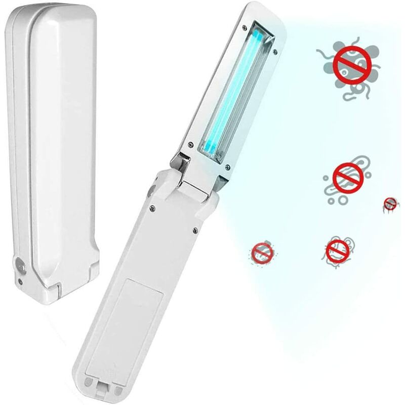 Uv Sanitizer Lamp, Foldable uv Lamp Germicidal Lamps, 3W Battery Operated Portable uv Lamp to Clean Mites Bacteria, Household uv Sterilizer Lamp,