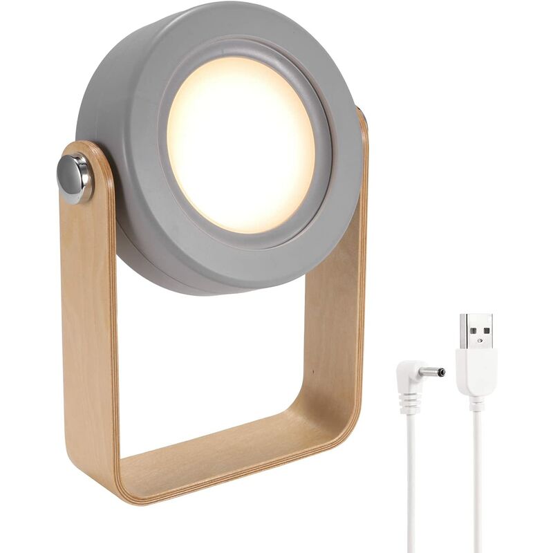 Verdelife Foldable Table Lamp, Desk Table Lamp, Portable Collapsible Telescopic Night Light, Portable Lantern with Wooden Handle, USB Charge LED