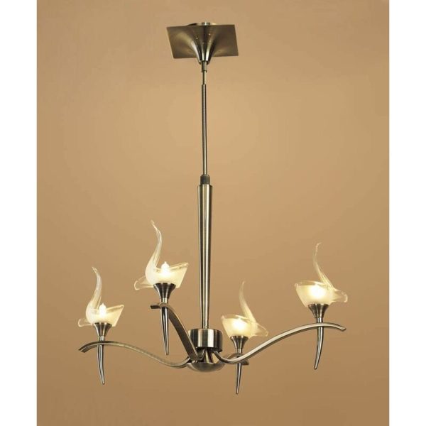 Viena round telescopic suspension 4 G9 bulbs, antique brass
