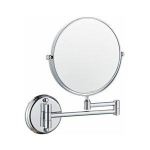 Wall-mounted magnifying mirror cosmetic mirror telescope 360 ° swivel extendable mirror ideal for bathroom double fold and without drilling (glossy)