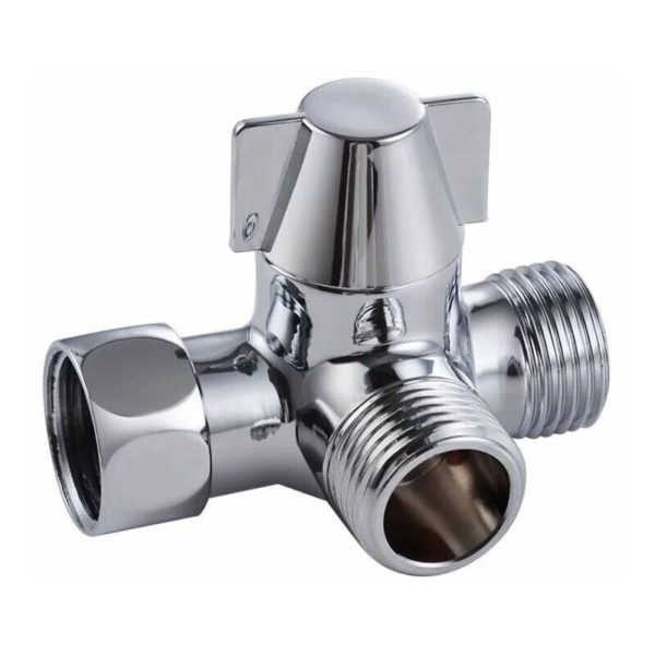 Water Diverter Valve, G1 / 2 Diverter Valve, Three Way Water Diverter, Brass T-Shaped Adapter Diverter for Toilet, Bidet, Shower, Kitchen, Bathroom,