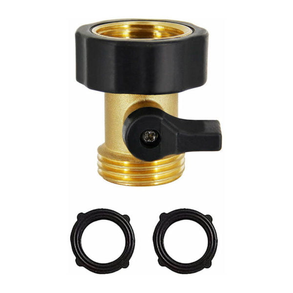 Water Hose Shut Off Valve, 3/4 Solid Brass Garden Hose Connector(Black Apron)