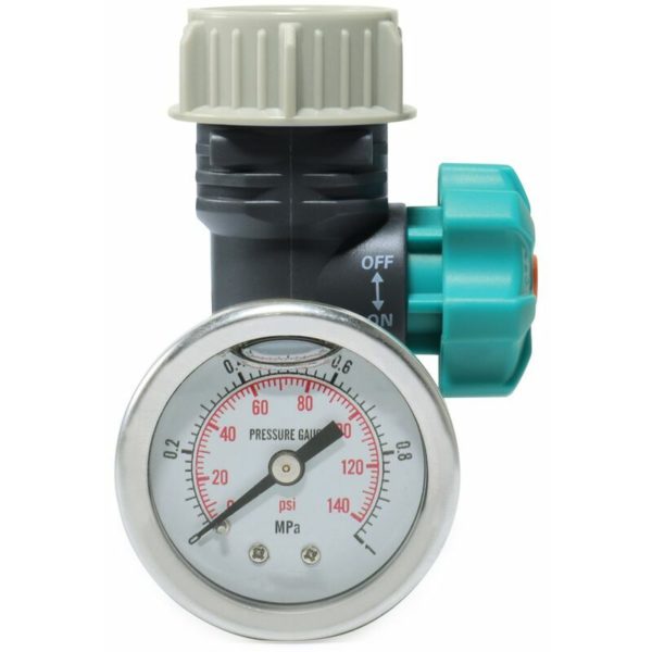 Water Pressure Control Valve, Water Pressure Reducing Valve, Adjustable Irrigation Pressure Reducing Valve with Pressure Gauge, for Greenhouse Garden