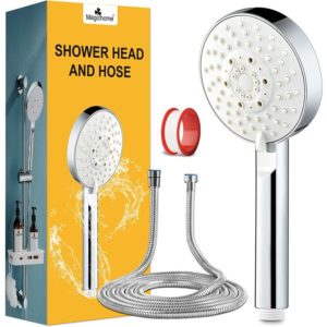 Water Saving Shower Head with 2M Hose, Magichome Bathroom Shower Head with 5 Spray Modes, Turbocharged Design, Powerful Shower Head for Low Water