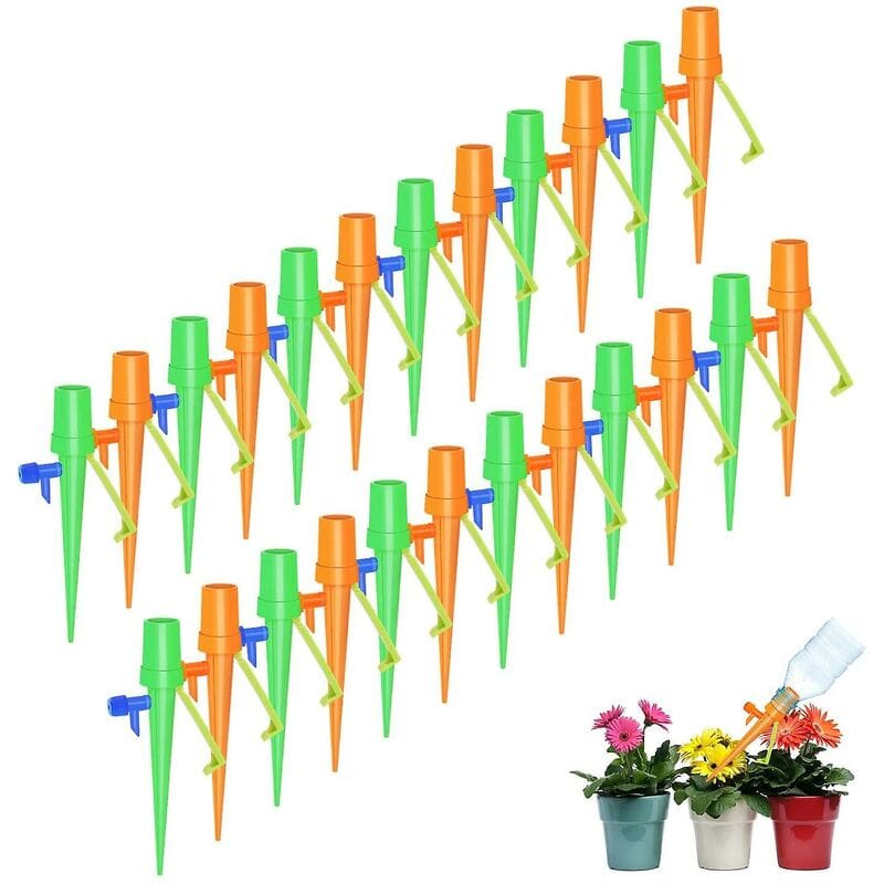 Watering System Set, 24pcs Automatic Plant Watering System Adjustable With Control Valve Switch, Fits Most Bottles For Indoor And Outdoor Plants