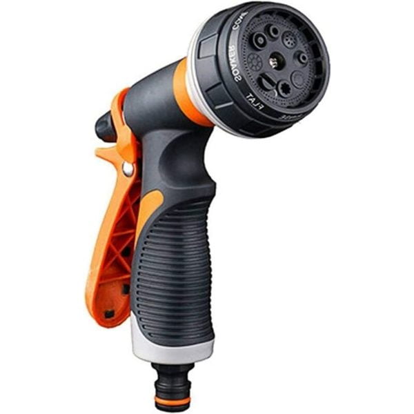 Watering gun, sprinkler gun, 8 irrigation modes, multi-functional garden sprayer, comfort plastic spray gun, ideal car wash, lawn grey/orange