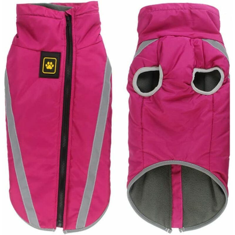 Waterproof Dog Coat Winter Warm Jacket Puppy Clothes Windproof Reflective Vest for Size Small Medium Large Dogs - Fleece Lining, with Harness Hole,