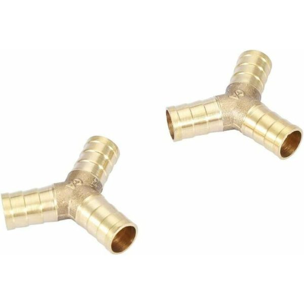 Way Brass Barbed Y-Connector for Air, Gas and Water Connection (12mm, 2pcs)