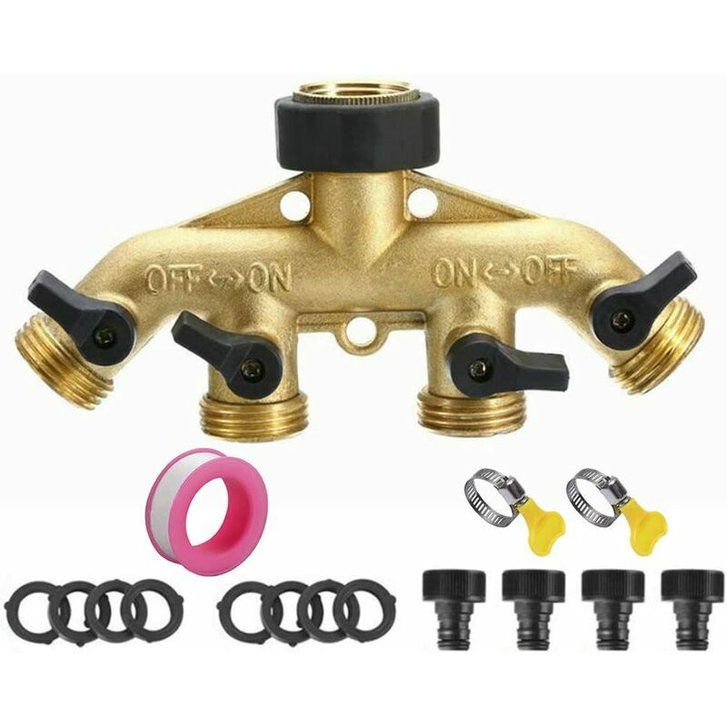 Way Brass Faucet Garden Distributor, Garden Hose Splitter - Watering Parts and Fittings for Garden Irrigation