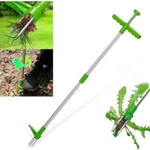 Weed Extractor, Rotary Telescopic Vertical Weed Killer Root Removal Tool, Manual Garden Weed Killer with 100cm Handle and Heavy Duty Foot Pedal