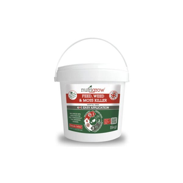 Weed, Feed & Moss Killer 4in1 Lawn Fertiliser - 5kg - Nutrigrow