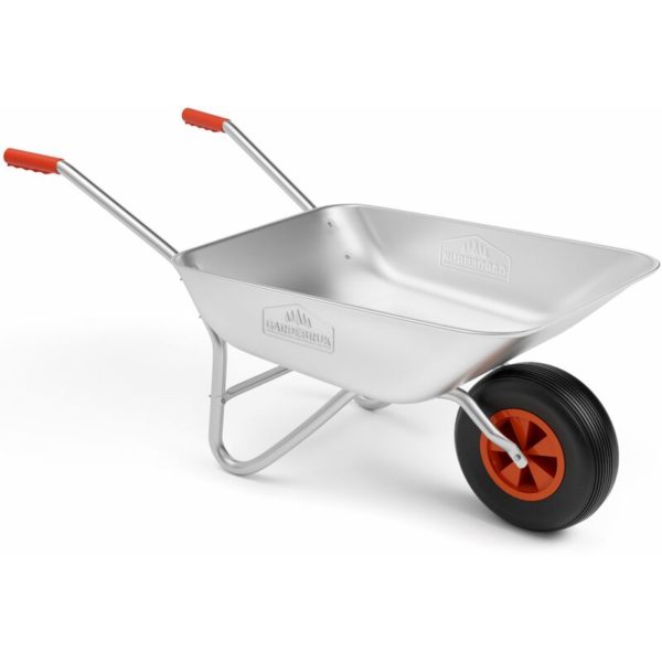 Wheelbarrow 80L 100kg Home Garden Trolley Heavy Duty Cart Galvanised Steel Rim With Pneumatic Tyres - Gardebruk