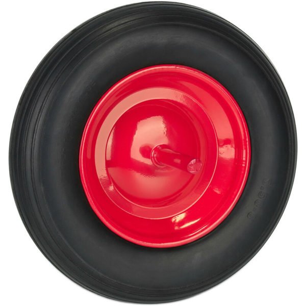 Wheelbarrow Wheel 3.50-8, Rubber Tyre with Fixed Axle, Steel Centre, up to 100 kg, Replacement, Black/Red - Relaxdays