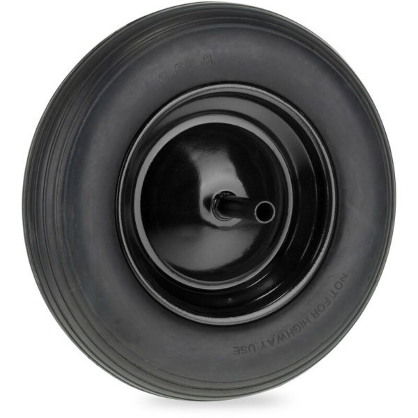 Wheelbarrow Wheel 3.50-8, Solid Rubber Tyre with Fixed Axle, Steel Rim, up to 120 kg, Replacement, Black - Relaxdays