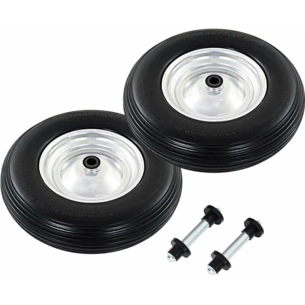 Wheelbarrow Wheels 2 pcs with Axles Solid pu 4.00-8 390 mm