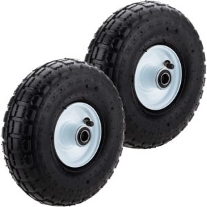 Wheelbarrow wheel 300 lbs 2-pack 10x3,5 254x89 mm. Replacement tyre for transport platform - Primematik