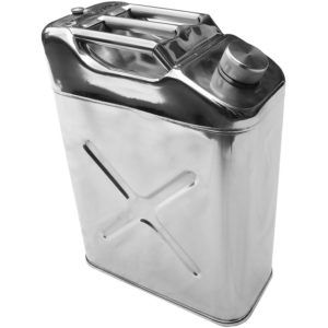 Winchmax - Jerry Can 20ltr Polished Stainless Steel. Fuel, Petrol, Diesel, Water. Standard Pattern.