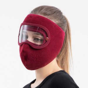 Windproof Dust Mask Riding Skiing Breathable Plush Mask Helmet Goggles(red)