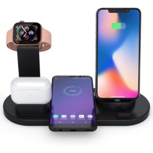 Wireless Charger, 4 in 1 Wireless Charging Dock for Apple Watch and Airpods, Multiple Device Charging Dock, Qi Fast Wireless Charging Stand