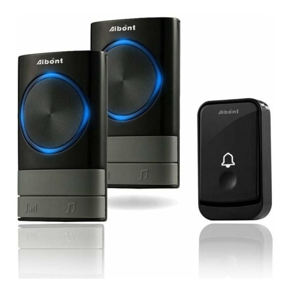 Wireless Doorbells, 45 Melodies 5-Level Volume and, IP55 Waterproof Wireless Chime, Chime Kit with 300 Meters, LED Flash, 2 Plug-in Receivers