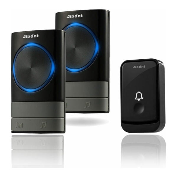 Wireless Doorbells, 45 Melodies 5-Level Volume and, IP55 Waterproof Wireless Chime, Chime Kit with 300 Meters, led Flash, 2 Plug-in Receivers