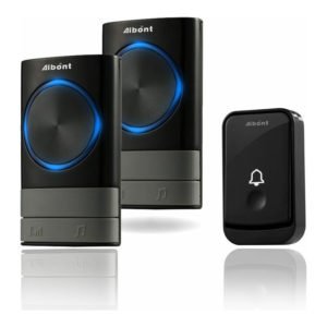Wireless doorbell, 45 melodies 5 levels and volume, IP55 waterproof wireless buzzer, doorbell kit with 300m, led flash, 2 plug-in receivers