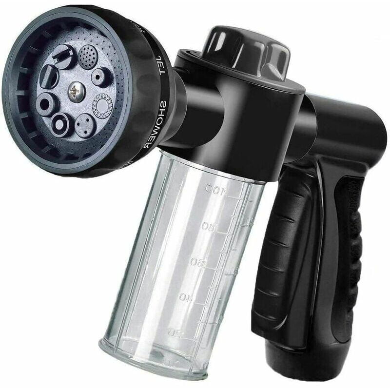 With 8 Watering Modes Garden Foam Sprayer Garden Hose Soap Dispenser Gun For Car Washing Plant Watering And Pet Showering Black 1 