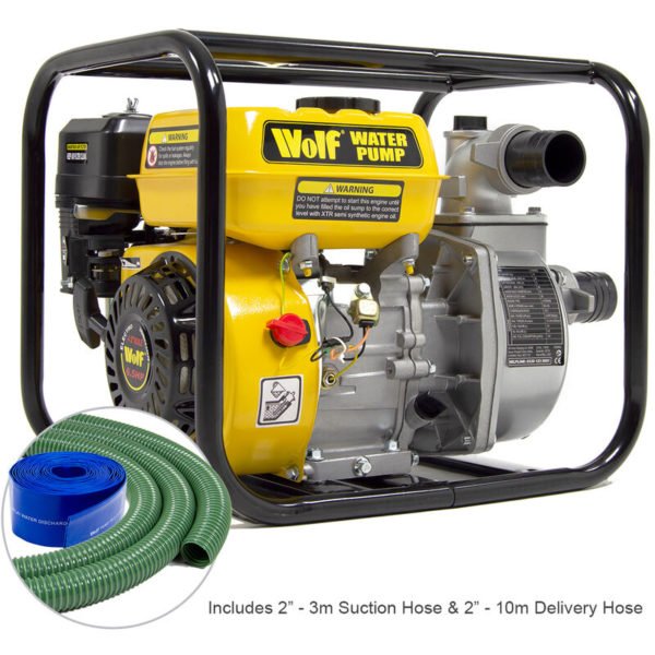 Wolf 2" Petrol Water Pump 3m and 10m Hose