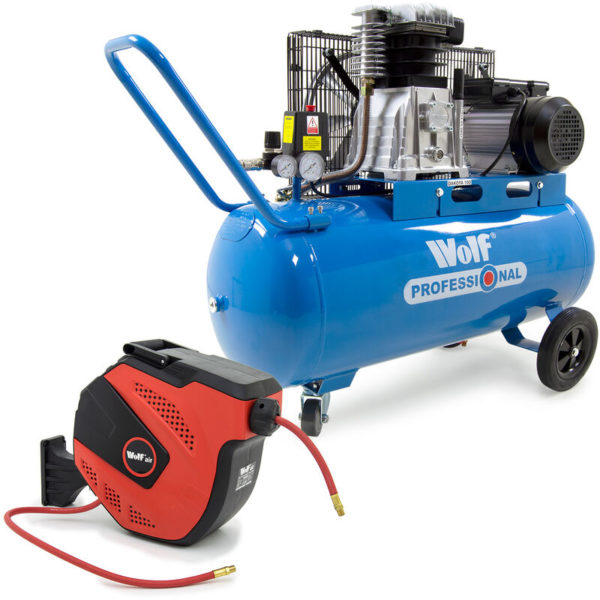 Wolf Professional - Wolf Dakota 100 Air Compressor Belt Driven 100L 14 cfm with 20m Air Hose