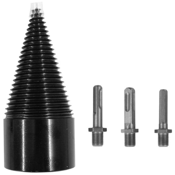 Wood Splitter Drill Bit Firewood Log Splitter Drill Bit Heavy Duty Drill Screw Cone Driver 42mm with 3 Removable Shanks (Round, Square, Hex)