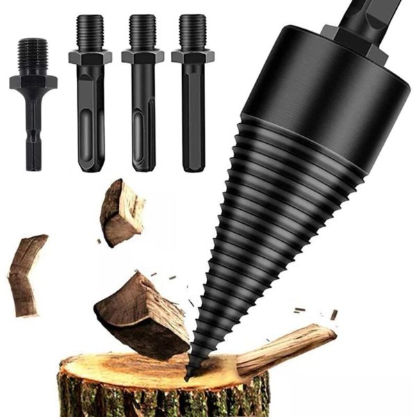 Wood Splitting Drill Bit, Wood Splitter Drill, Conical Drill Bit For Wood Splitting, Wood Grinding Tool Cone Screw Splitting, Log Splitter With 4