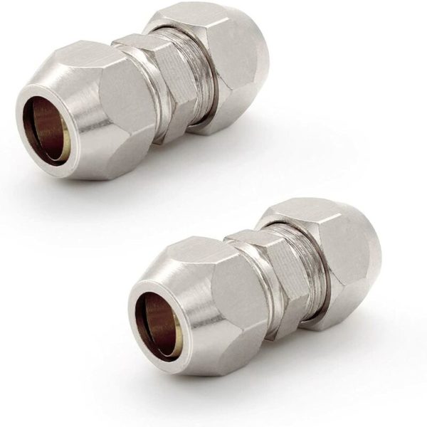 X 8mm compression fittings, silver color compression ferrule tube fitting, nickel plated copper double ferrule pipe fitting adapter, can be used for