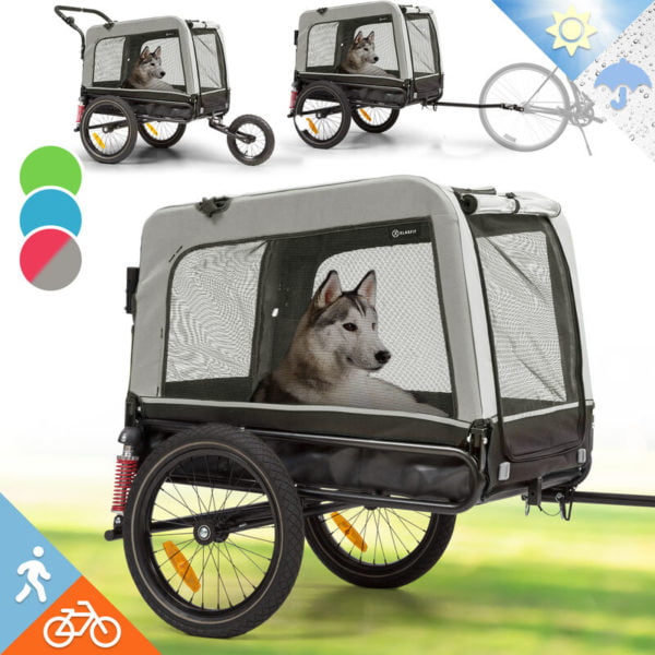 klarfit Husky Vario 2-in-1 Dog Trailer Dog Buggy Approx. 240L 600D Oxford Green