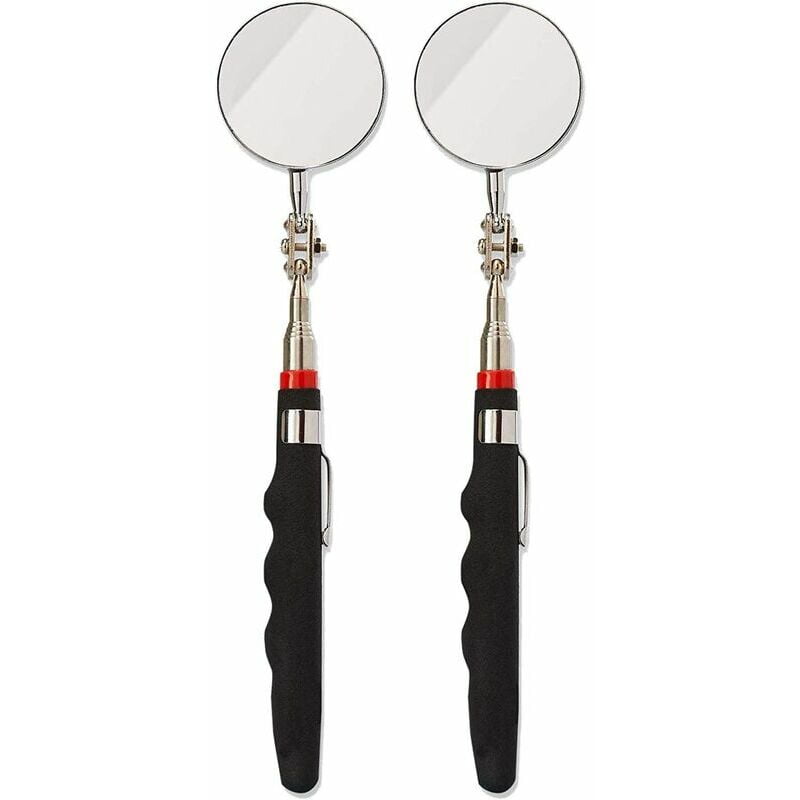 rlife Telescopic Mirror,360 Degree Round Telescopic Inspection Mirror For Car Automobile Inspectors Mechanics,Set of 2 Black