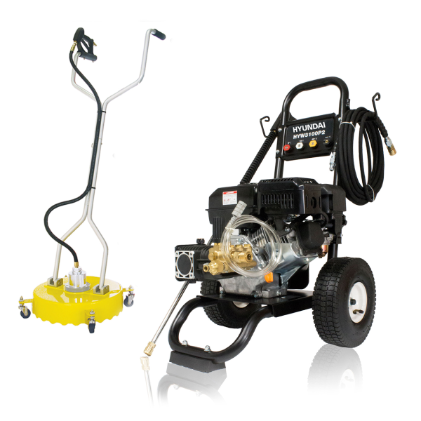 Hyundai 3100psi 212cc 10Lmin Petrol Pressure Washer and 18" Flat Surface Cleaner HYW3100P2 + 85.403.005