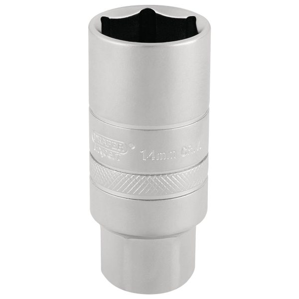 Draper 3/8" Drive Satin Chrome Hexagon Spark Plug Socket 3/8" 14mm